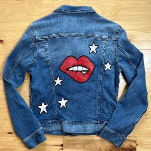 J.Crew Mercantile Painted Red Lips Jean Jacket | Size Small